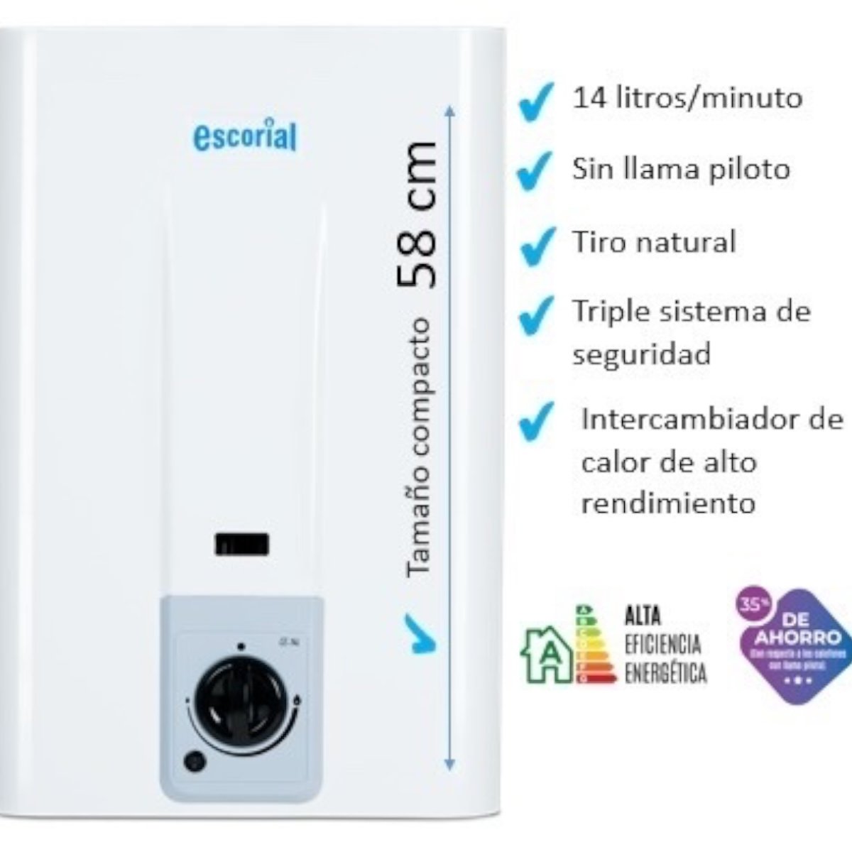 ESCORIAL CALEFON 14 LTS GAS NATURAL CE-14L